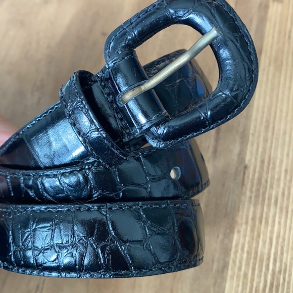 NORDSTROM MADE IN USA BLACK IMPORTED ALLIGATOR GRAIN STEERHIDE BELT M 30 main image 2